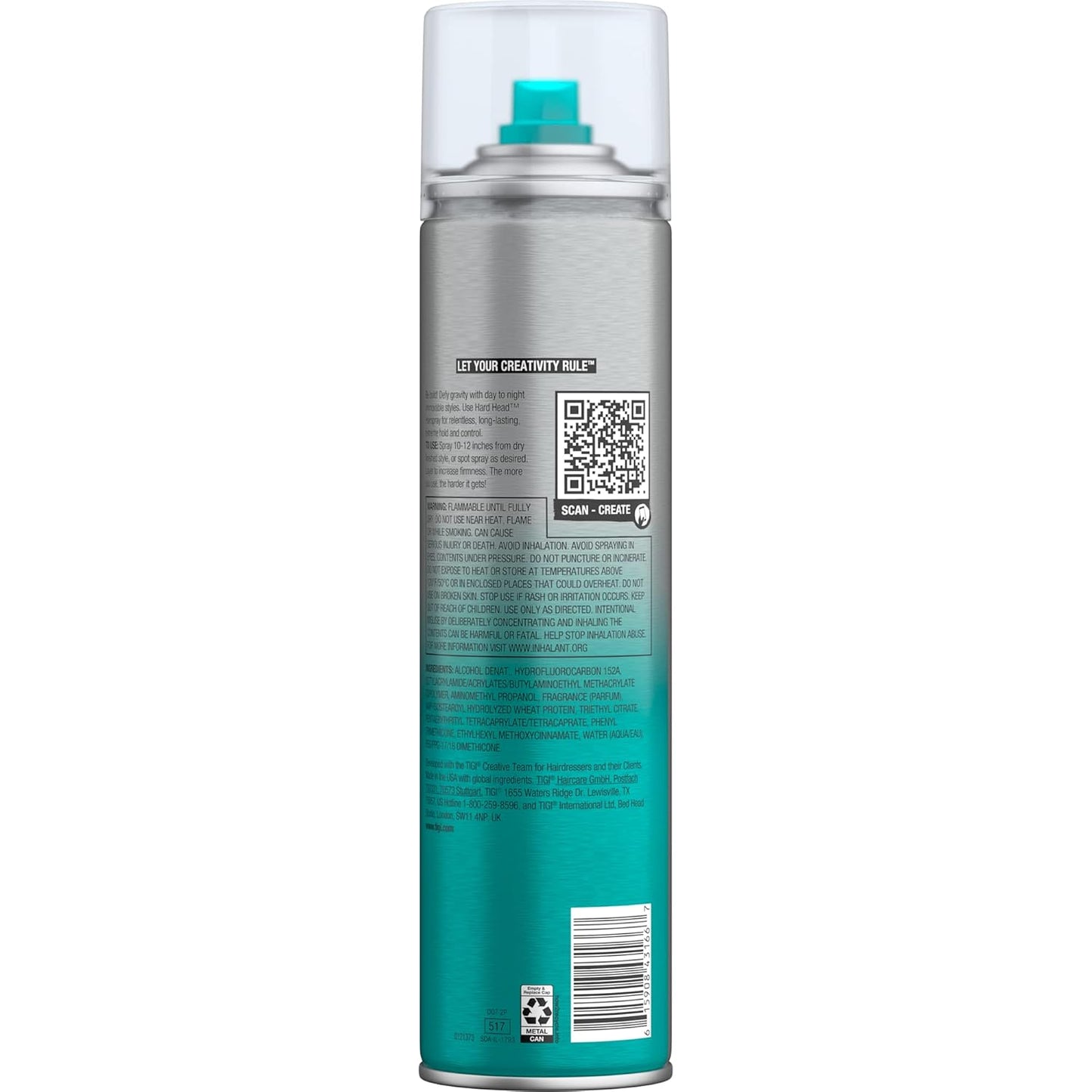 Bed Head Hard Head Hair Spray – Extra Strong Hold for All Day Style and All Hair Types, 11.7 Oz