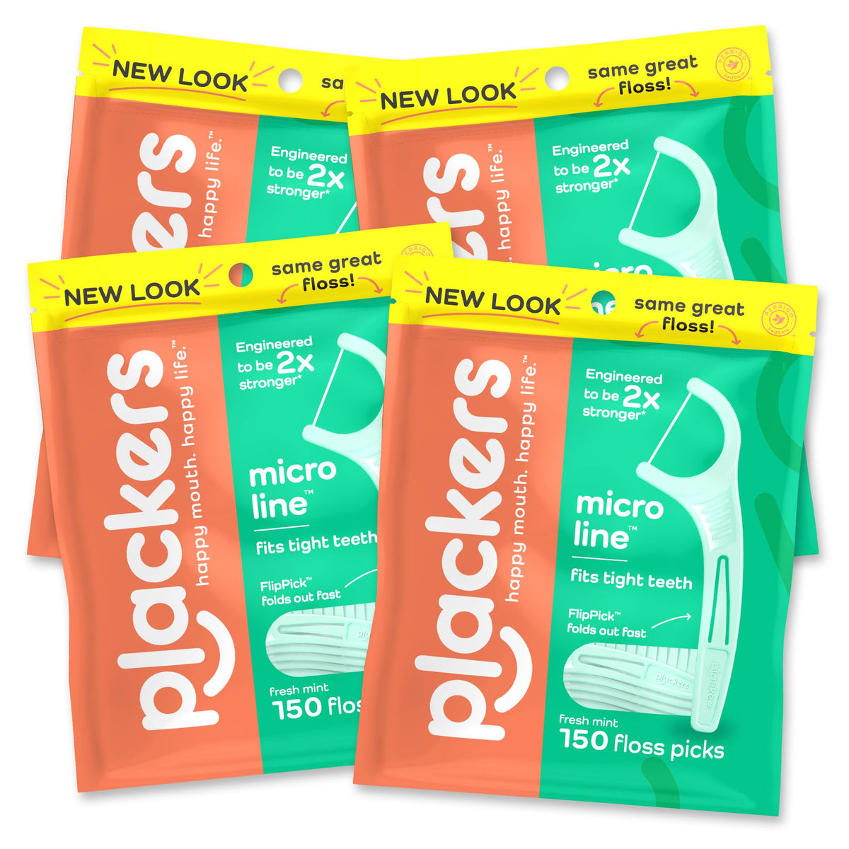 Plackers Micro Line Floss Picks, Intense Mint, 300 Count