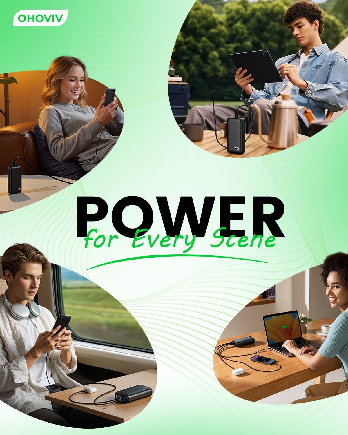 Portable Charger Power Bank 50000Mah,Pd 22.5W Battery Pack | 4× Faster Charging,Up to 55% in 30Mins,Travel Essential,Portable Phone Charger for Iphone 17/16/15 Series,Galaxy,Tablet,Black