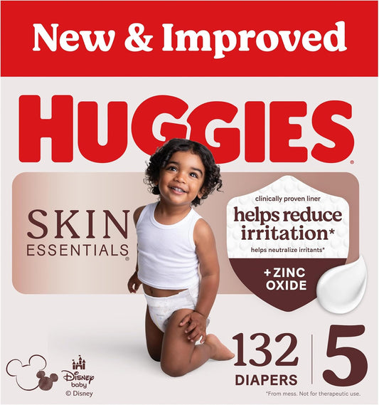 Huggies Skin Essentials Diapers Size 5, 132 Count (2 Packs of 66)