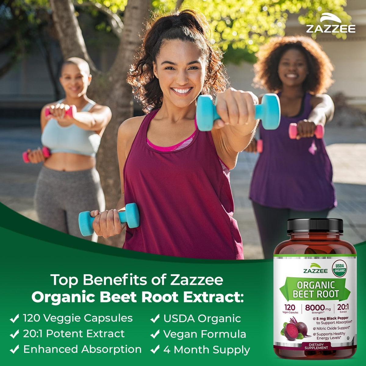 USDA Organic Beet Root 20:1 Extract, 120 Quick Release Capsules | 4 Month Supply, Vegan, Nitric Oxide Support, Black Pepper Extract for Enhanced Absorption, Certified Kosher, Made in the USA