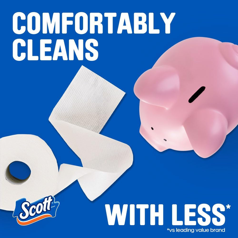 Scott Comfortplus Toilet Paper, 12 Triple Rolls, 231 Sheets per Roll, Septic-Safe, 1-Ply Toilet Tissue