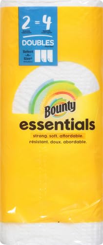 Bounty Essentials Select-A-Size Paper Towels, 6 Double Rolls, White, 108 Sheets Per Roll