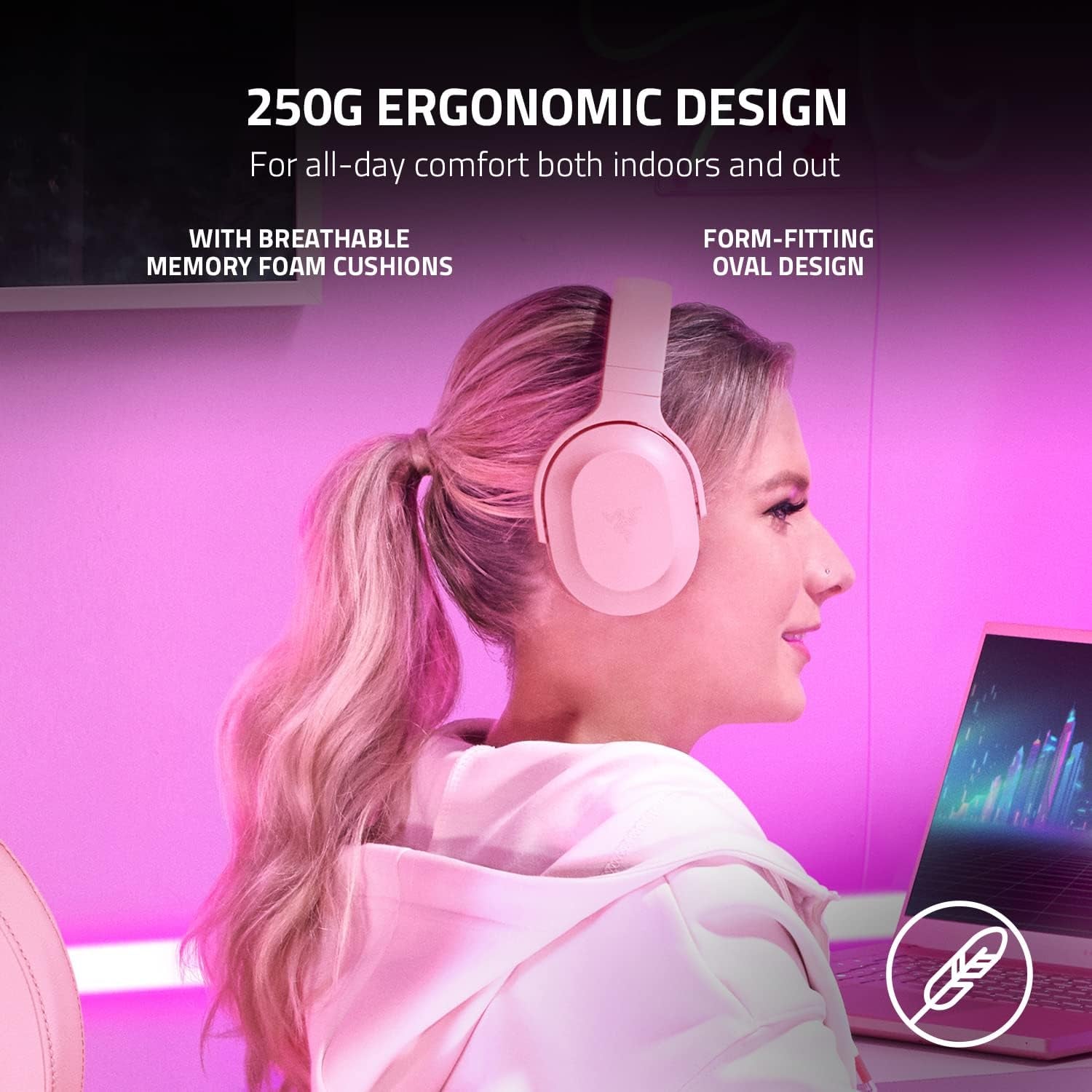 Razer Barracuda X Wireless Gaming & Mobile Headset, Quartz Pink | 2.4Ghz + Bluetooth, Lightweight, 40Mm Drivers, Detachable Mic, 50 Hr Battery