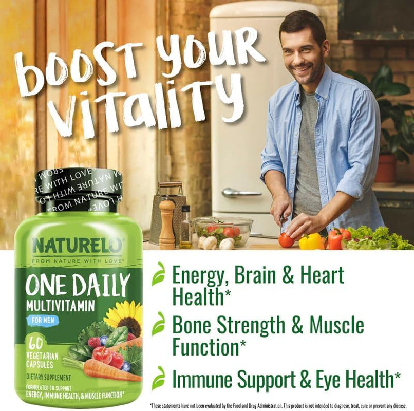 Mens Multivitamins - One Daily Multivitamin for Men with Vitamins, Minerals & Organic Whole Foods, Boost Energy & Health, Non-Gmo, 60 Vegetarian Capsules