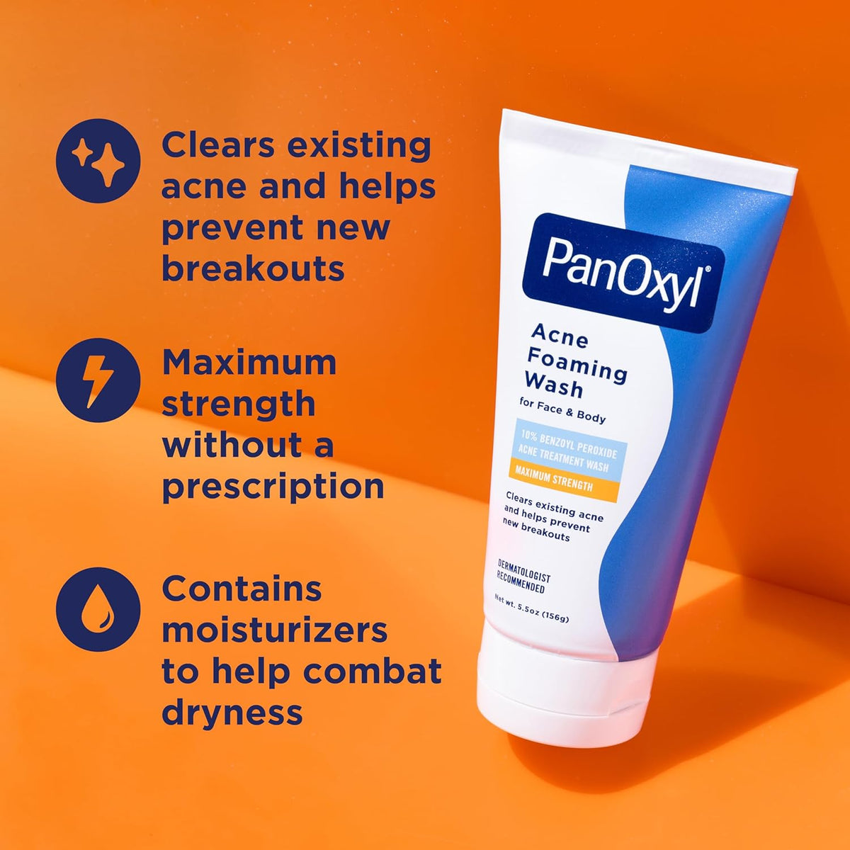 Acne Foaming Wash Benzoyl Peroxide 10% Maximum Strength Antimicrobial, 5.5 Ounce (Pack of 1)