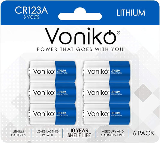 CR123A 3V Lithium Battery (6 Pack), High Capacity 123 Batteries, 3 Volt CR17345 for Smoke Alarm, Flashlight, Home Automation