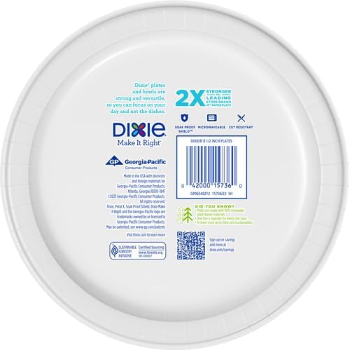 Dixie Large Paper Plates 10 Inch, 150 Ct Disposable Paper Plate Pack