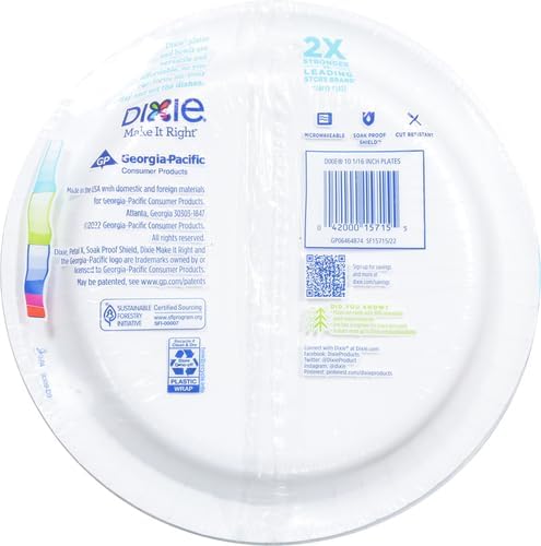 Dixie Large Paper Plates 10 Inch, 150 Ct Disposable Paper Plate Pack