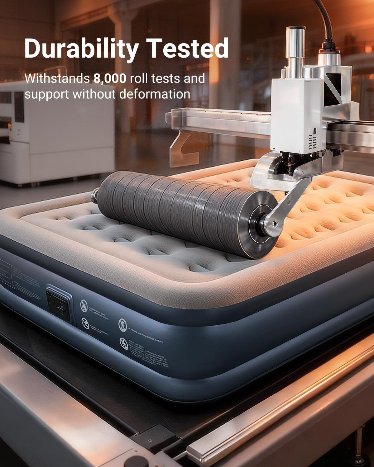 Queen Air Mattress with Built in Pump, 18" Raised Blow up Bed | Inflatable Mattress, Inflates in 3 Min, Advanced Air Coil Support,Thicker PVC, Waterproof, Repair Kit, 1-Year Warranty