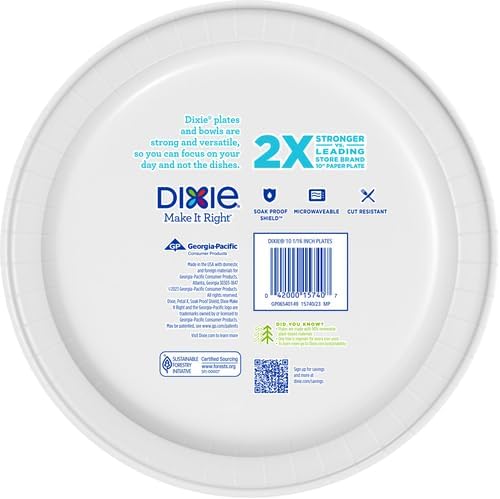 Dixie Large Paper Plates 10 Inch, 150 Ct Disposable Paper Plate Pack