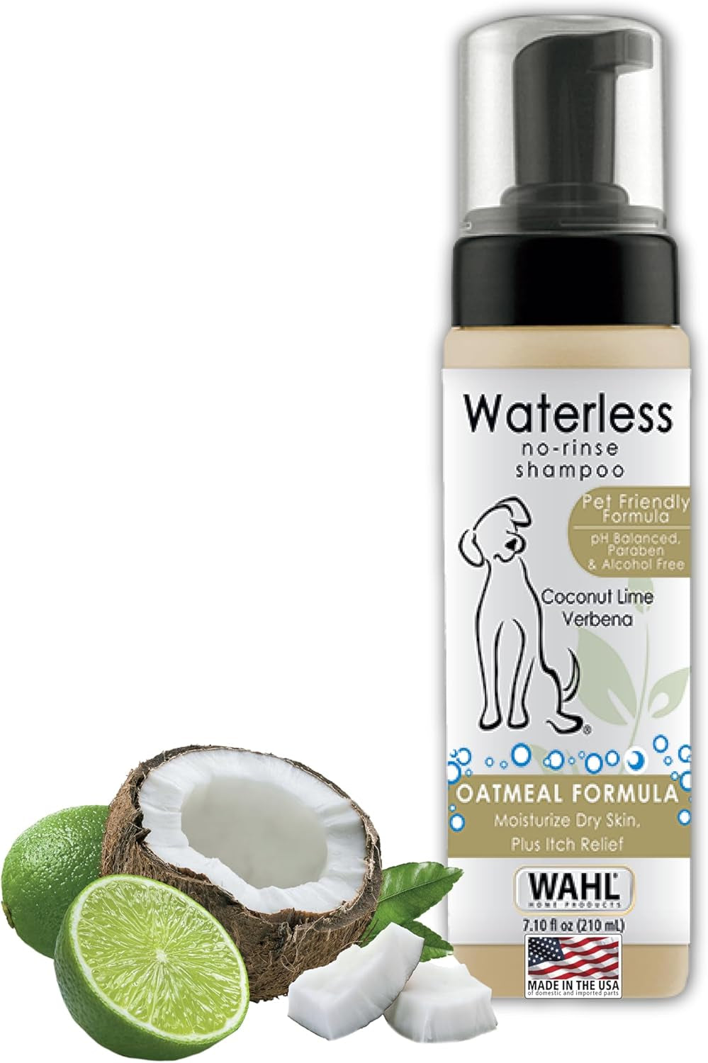 Waterless No Rinse Shampoo for Animals, Coconut Lime Verbena, 7.1 Oz | Quick Clean-Ups for Dogs—No Bath Needed, Oatmeal Formula Cleans, Conditions, Detangles & Moisturizes Dogs Fur – Model 820015A
