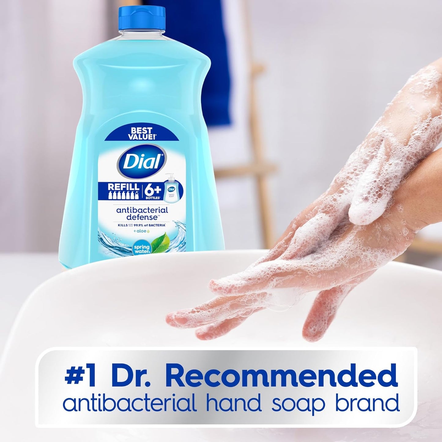 Antibacterial Defense Spring Water Liquid Hand Soap, 52 Fl Oz | Gentle Cleansing with Aloe Vera, Dermatologist Tested, Free from Parabens and Silicones, 3-Pack
