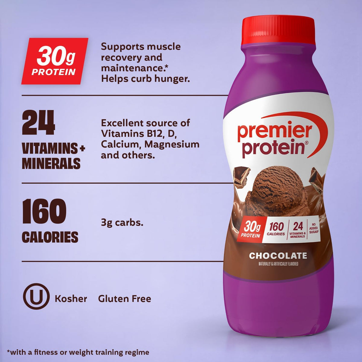 Shake, Chocolate, 30G Protein, No Added Sugar, 24 Vitamins & Minerals to Support Immune Health, 11.5 Fl Oz, 12 Pack (Packaging May Vary)
