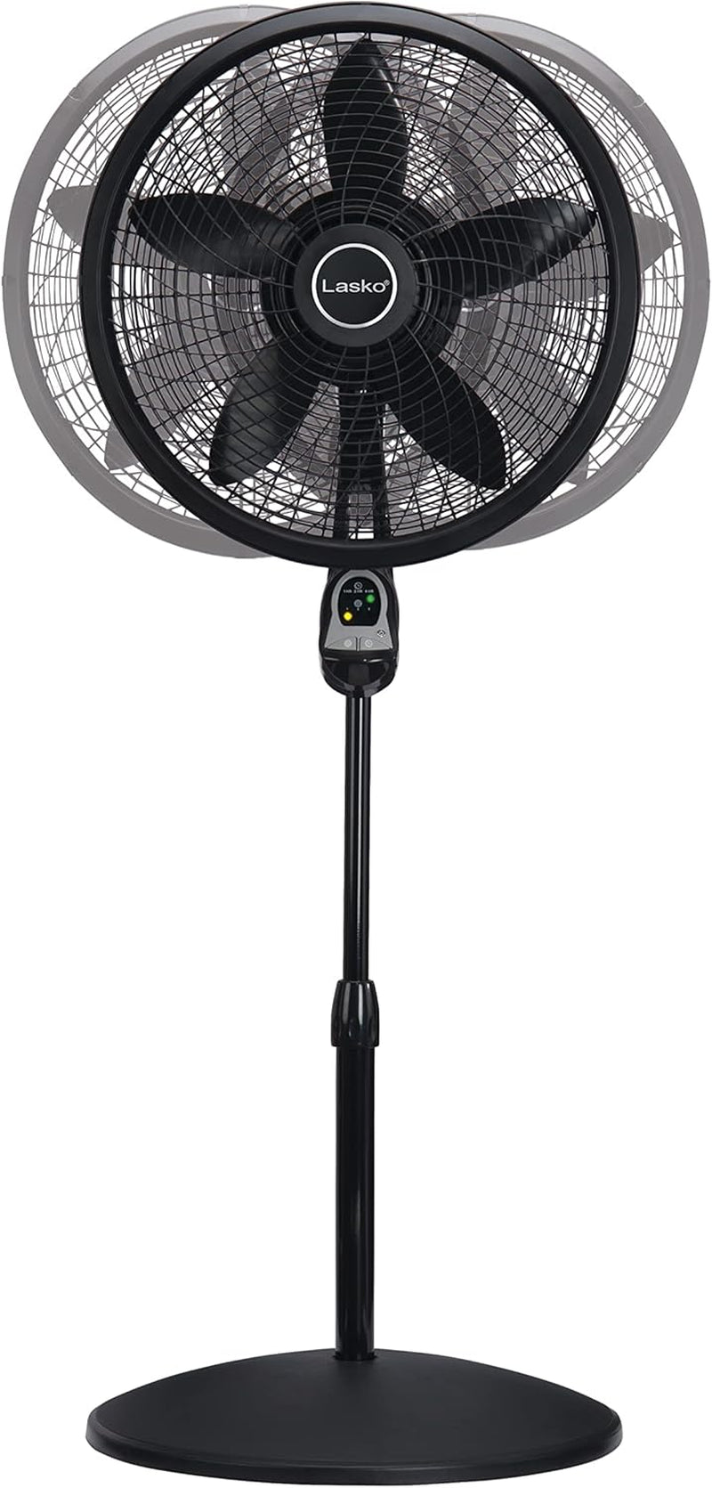 Lasko Cyclone Oscillating Pedestal Fan - Adjustable to 54" - 1843 - Black | Remote Control, Cooling Standing Fan for Bedroom, Living Room, and Home Office, 18" Blade Diameter, 3 Quiet Speeds