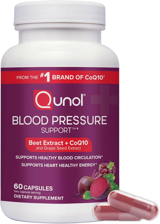 Blood Pressure Support, 3 in 1 Beets + Coq10 + Grape Seed Extract, Beet Root Capsules That Supports Healthy Blood Circulation & Heart Healthy Energy, 60 Count (Pack of 1)