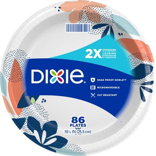 Dixie Large Paper Plates 10 Inch, 150 Ct Disposable Paper Plate Pack