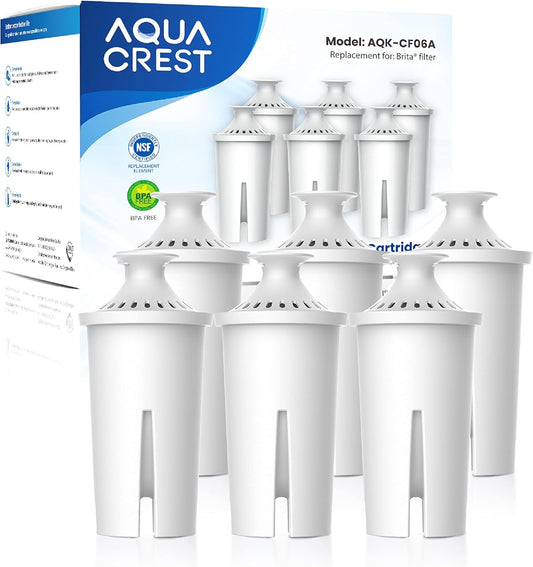 Filter Replacement for Brita® Water Pitcher & Dispenser, 6 Pack | Compatible with Brita® Pitchers and Dispensers, OB03, Mavea® 107007 and More, NSF Certified, 1 Year Filter Supply, Bpa-Free