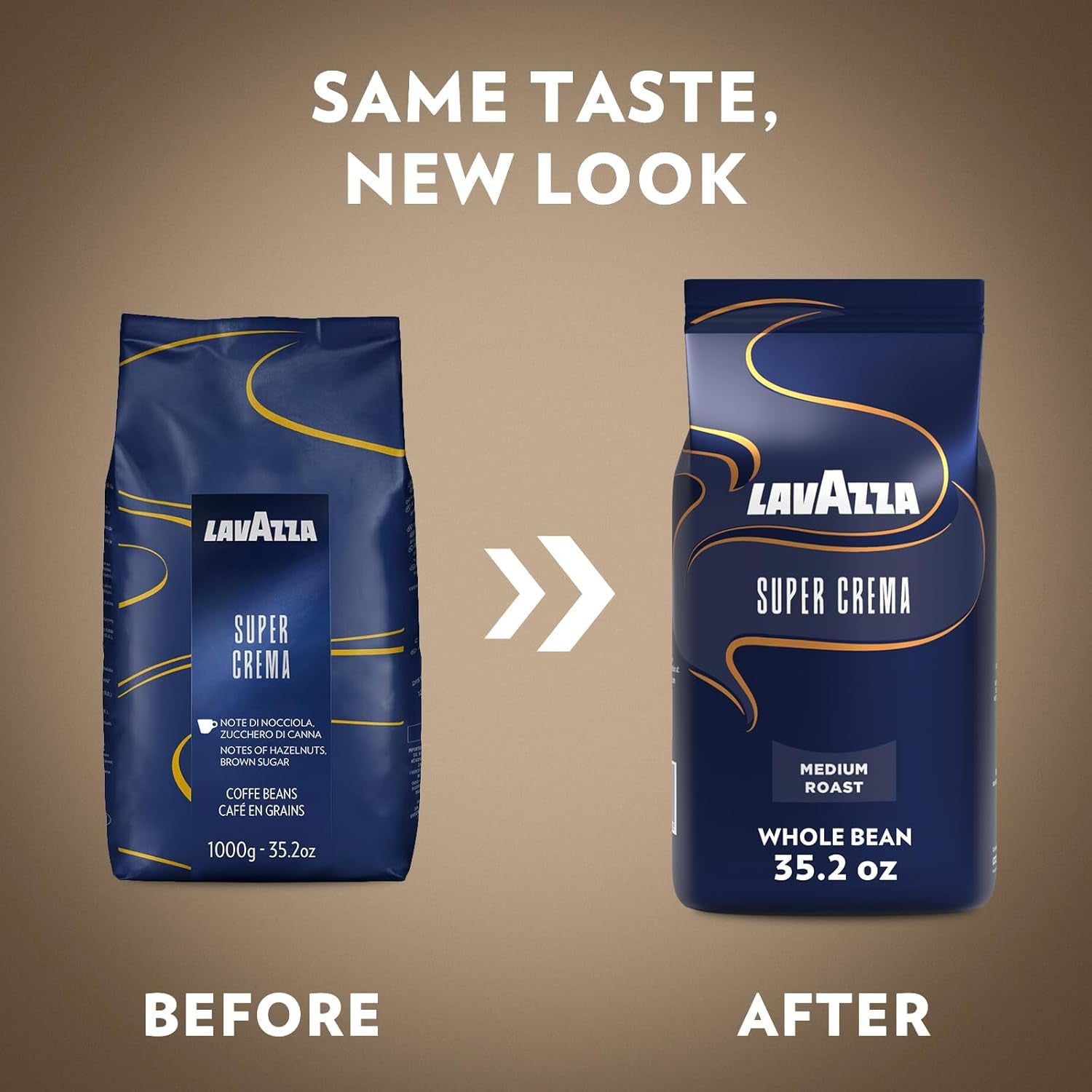 Lavazza Super Crema Whole Bean Coffee, Medium Espresso Roast, Arabica and Robusta Blend, 2.2 Lb Bag, Package May Vary (Pack of 1)