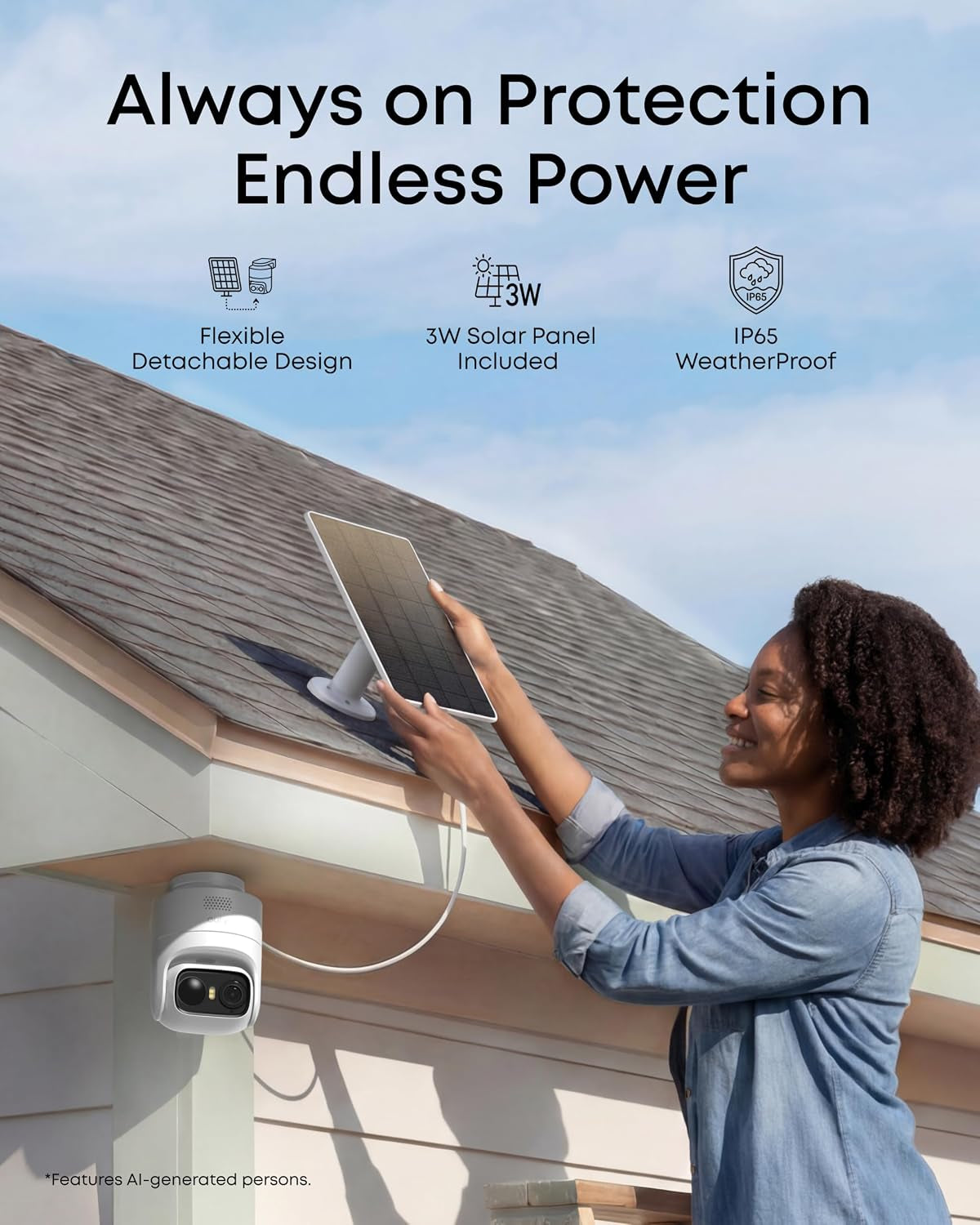 Eufy Security Eufycam C37, Solar Cameras Wireless Outdoor,2K Resolution | 360° Pan & Tilt AI Tracking, Human/Pet/Vehicle Detection, Flexible Solar Panel, Color Night Vision, No Monthly Fee