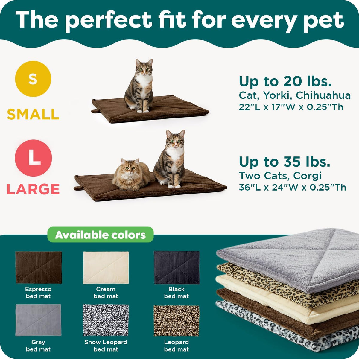 Thermanap Self Warming Cat Mat, Dog Bed for Crates with Self-Warming Technology for Cozy Rest, Fully Machine Washable, Small, Plush Faux Fur, Gray