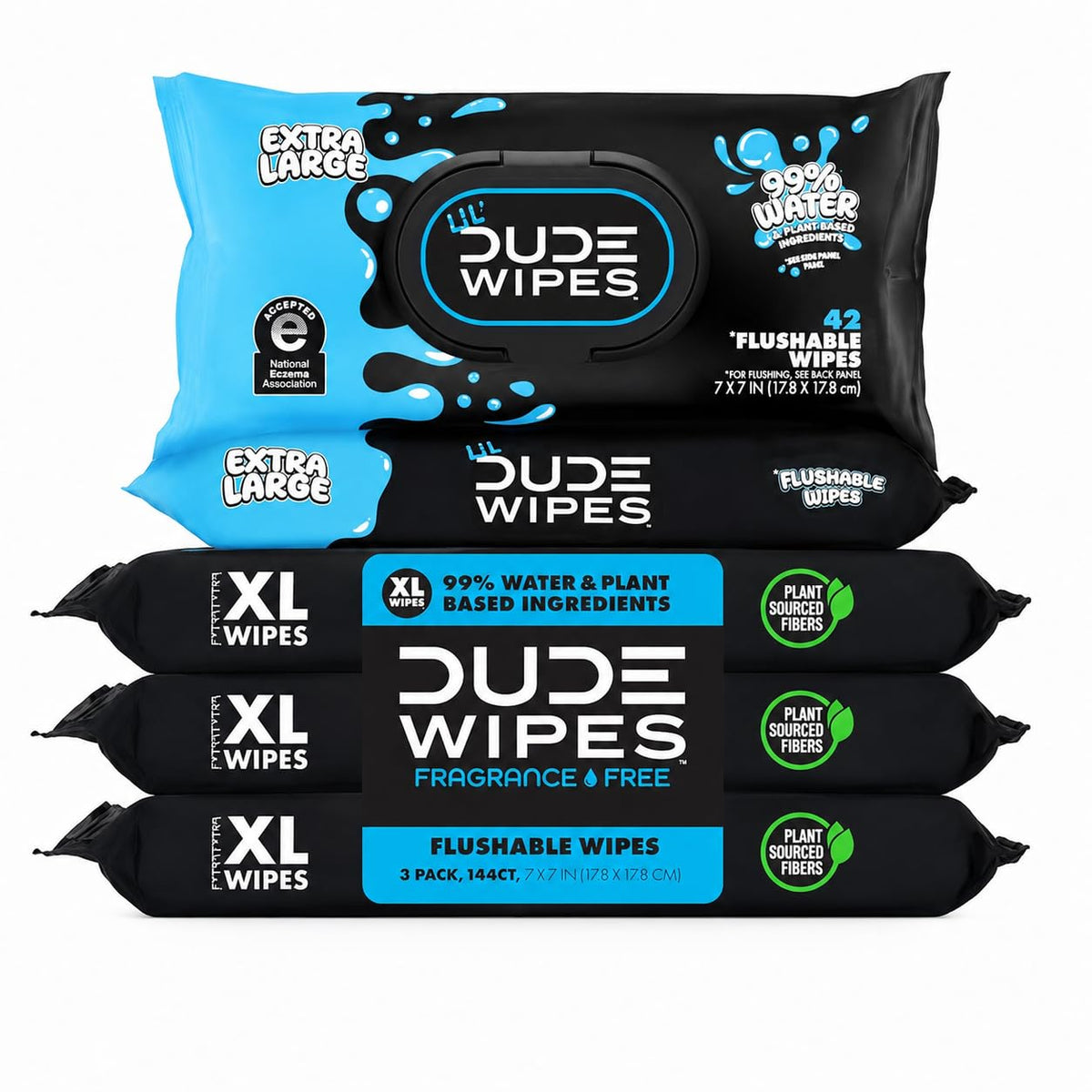 DUDE Wipes Unscented Adult Flushable Wet Wipes, Sensitive Skin, 288 Count