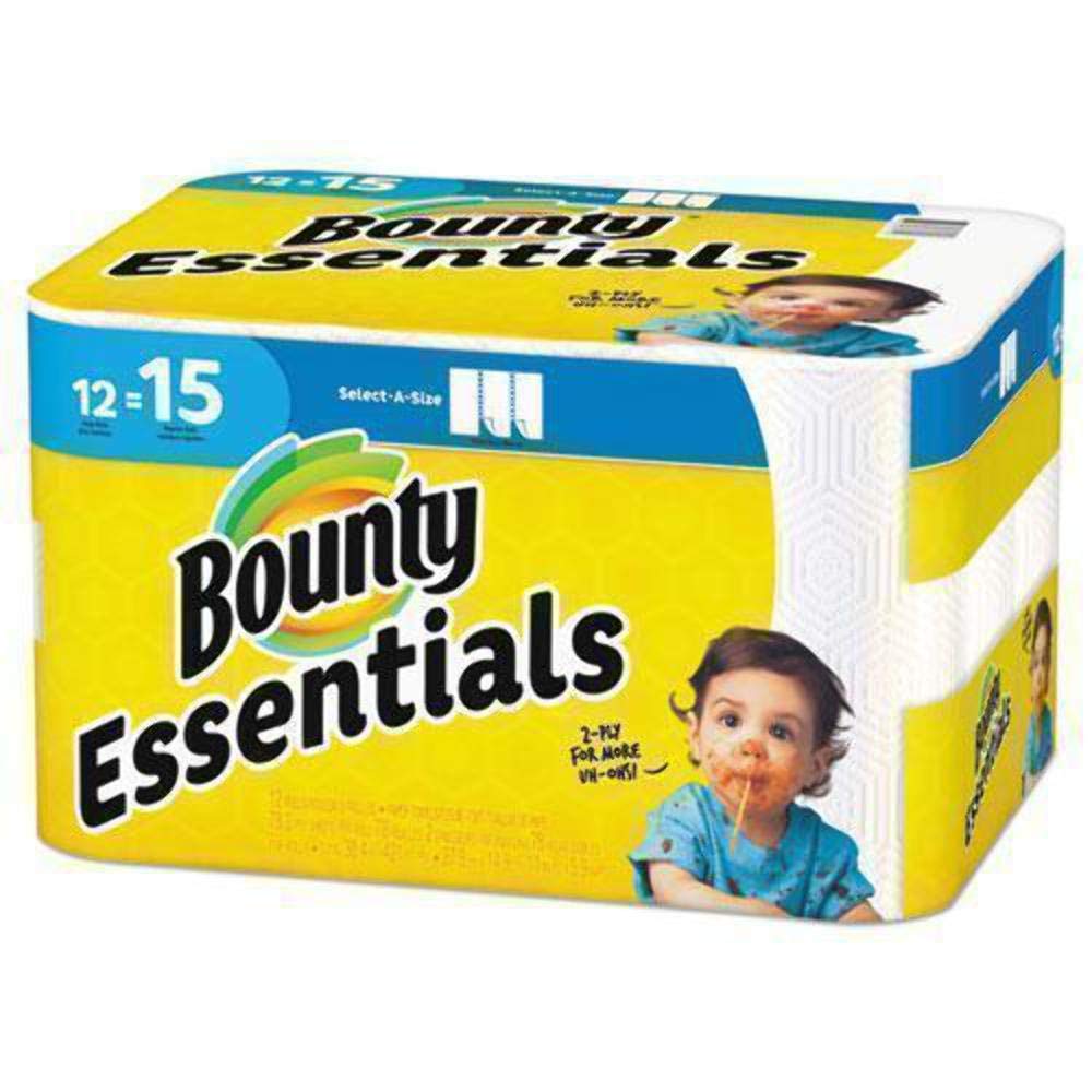 Bounty Essentials Select-A-Size Paper Towels, 6 Double Rolls, White, 108 Sheets Per Roll