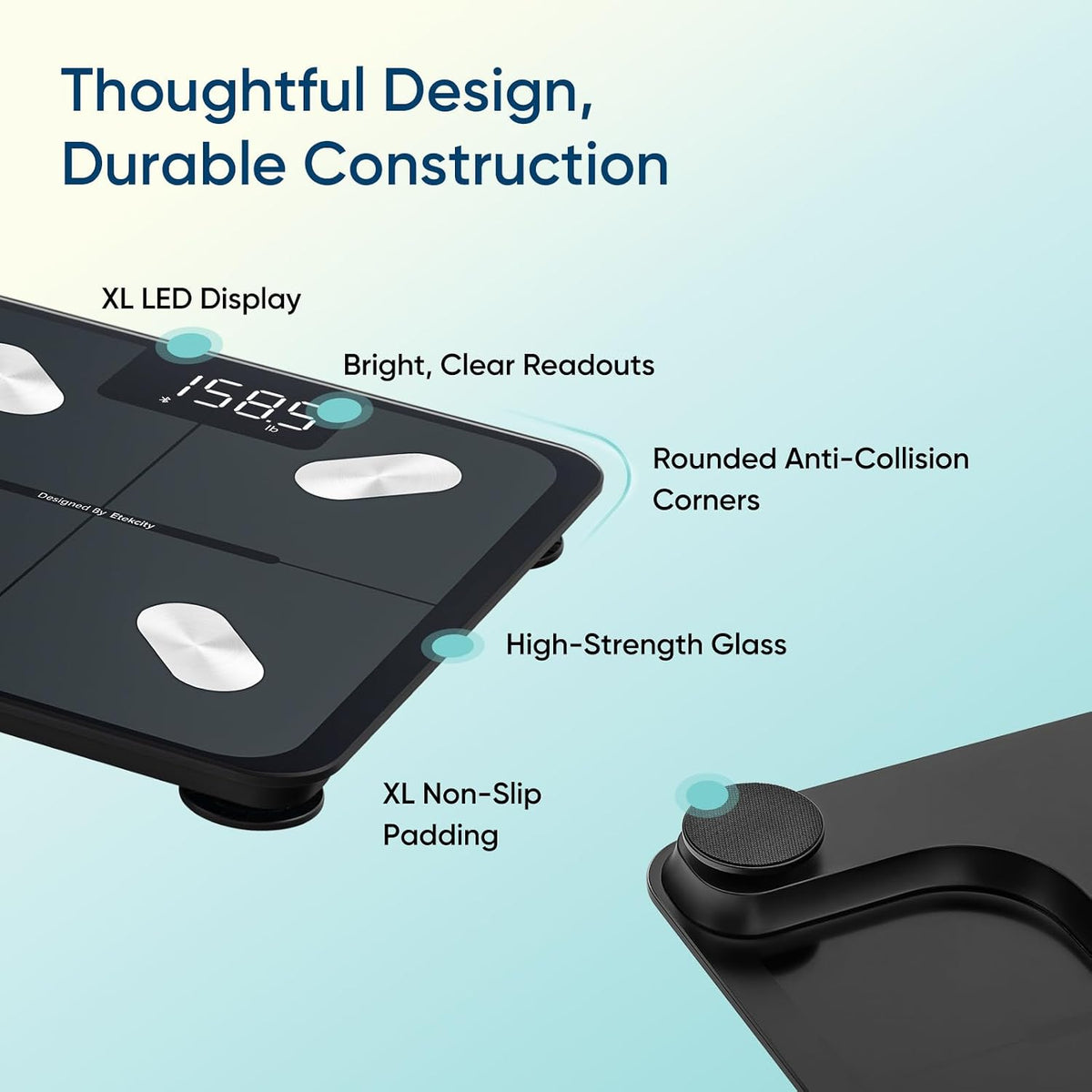 Smart Scale for Body Weight, Body Fat and BMI, FSA Eligible | HSA Eligible, Bathroom Scale with Muscle Mass, Accurate Bluetooth App Sync, LED Display and Tempered Glass