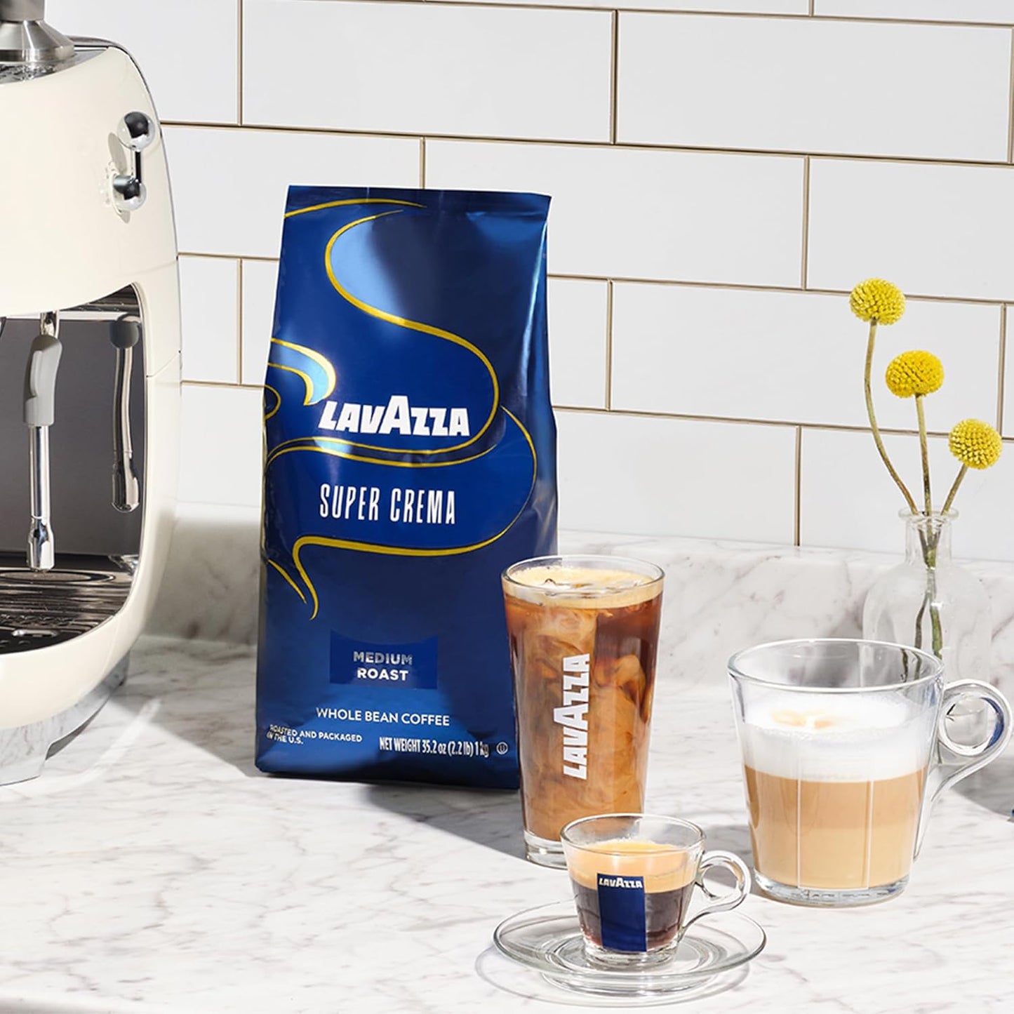 Lavazza Super Crema Whole Bean Coffee, Medium Espresso Roast, Arabica and Robusta Blend, 2.2 Lb Bag, Package May Vary (Pack of 1)