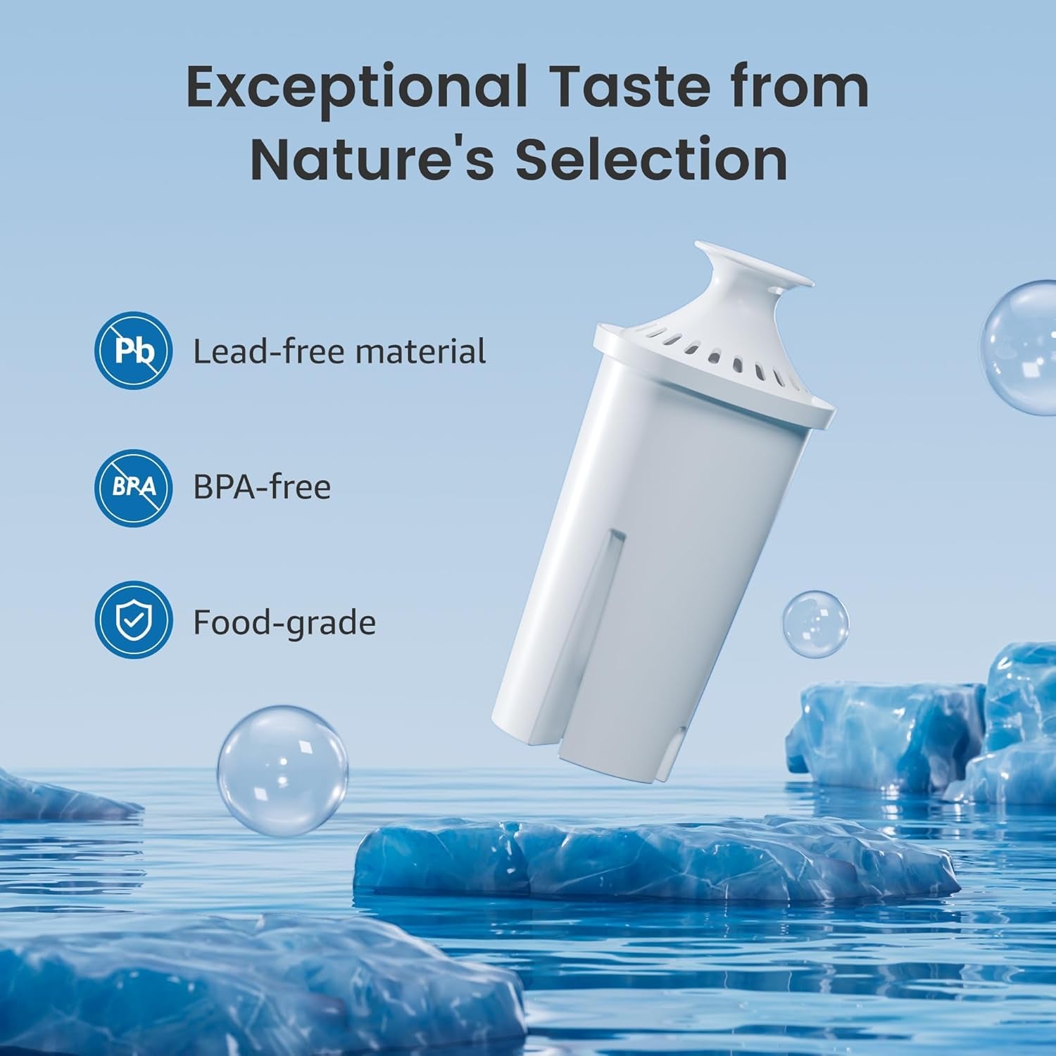 Filter Replacement for Brita® Water Pitcher & Dispenser, 6 Pack | Compatible with Brita® Pitchers and Dispensers, OB03, Mavea® 107007 and More, NSF Certified, 1 Year Filter Supply, Bpa-Free