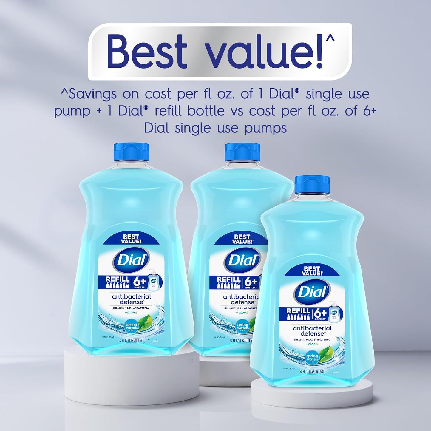 Antibacterial Defense Spring Water Liquid Hand Soap, 52 Fl Oz | Gentle Cleansing with Aloe Vera, Dermatologist Tested, Free from Parabens and Silicones, 3-Pack