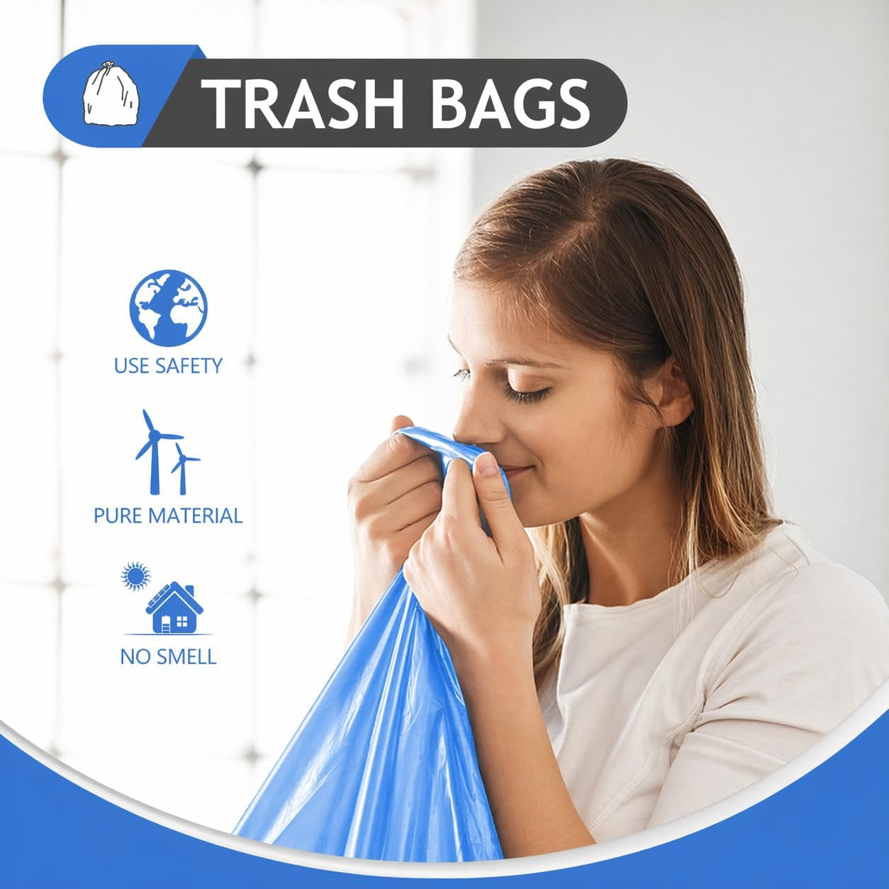 Small Trash Bags 4 Gallon 160 Counts Garbage Bags, Bathroom Trash Can Bin Liners, Small Plastic Bags for Home Office Kitchen, Fit 12-15 Liter, 3,3.5,4.5 Gal, Blue