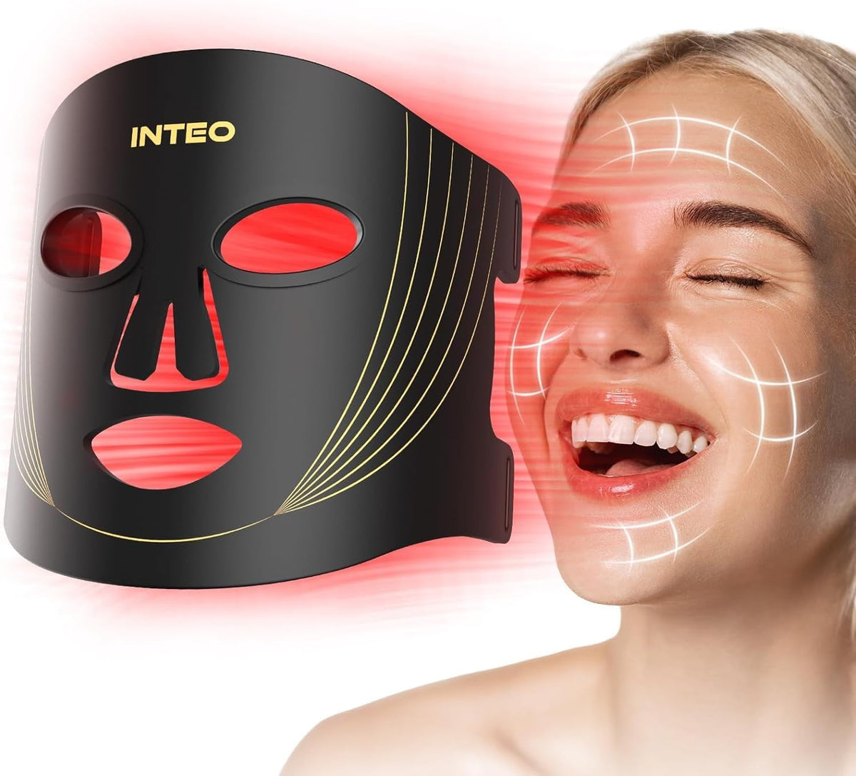 Red Light Therapy Mask for Face, 850Nm NIR, Red/Blue LED Light Mask | Full Face Coverage Red & near Infrared Light Therapy, 2000Mah Rechargeable, Skin Firming for 180Leds, 3 Modes, Gift for Women
