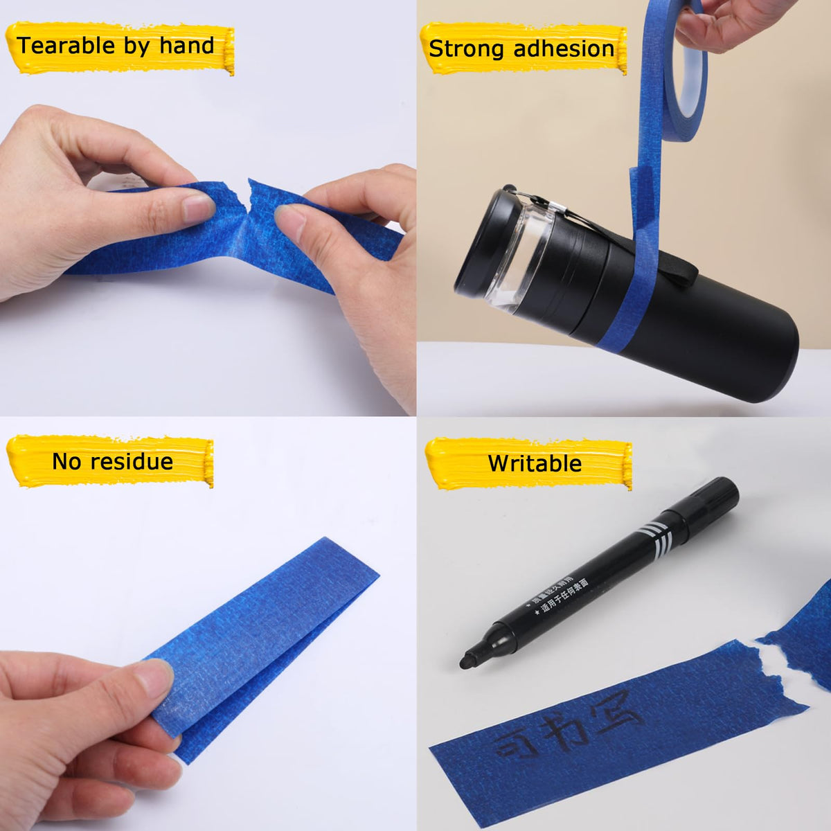 4 Rolls Premium Painters Tape, Blue Tape, Masking Tape, Paint Tape for Multi-Purpose, Painting, Painter's, DIY Crafts Arts (88yd =0.94IN*22yd*4) Decoration Labeling No Residue, Easy Removal