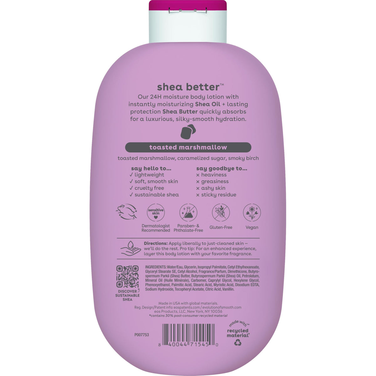 EOS Shea Better Body Lotion- Vanilla Cashmere, 24-Hour Moisture, 16 fl oz.