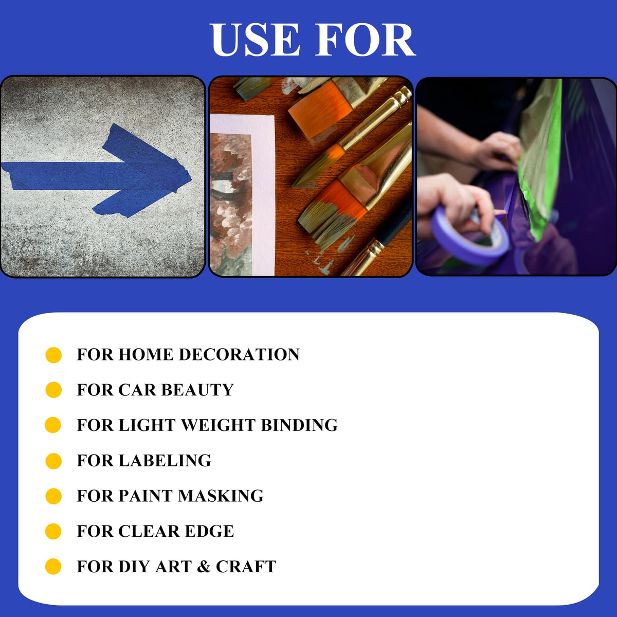 4 Rolls Premium Painters Tape, Blue Tape, Masking Tape, Paint Tape for Multi-Purpose, Painting, Painter's, DIY Crafts Arts (88yd =0.94IN*22yd*4) Decoration Labeling No Residue, Easy Removal