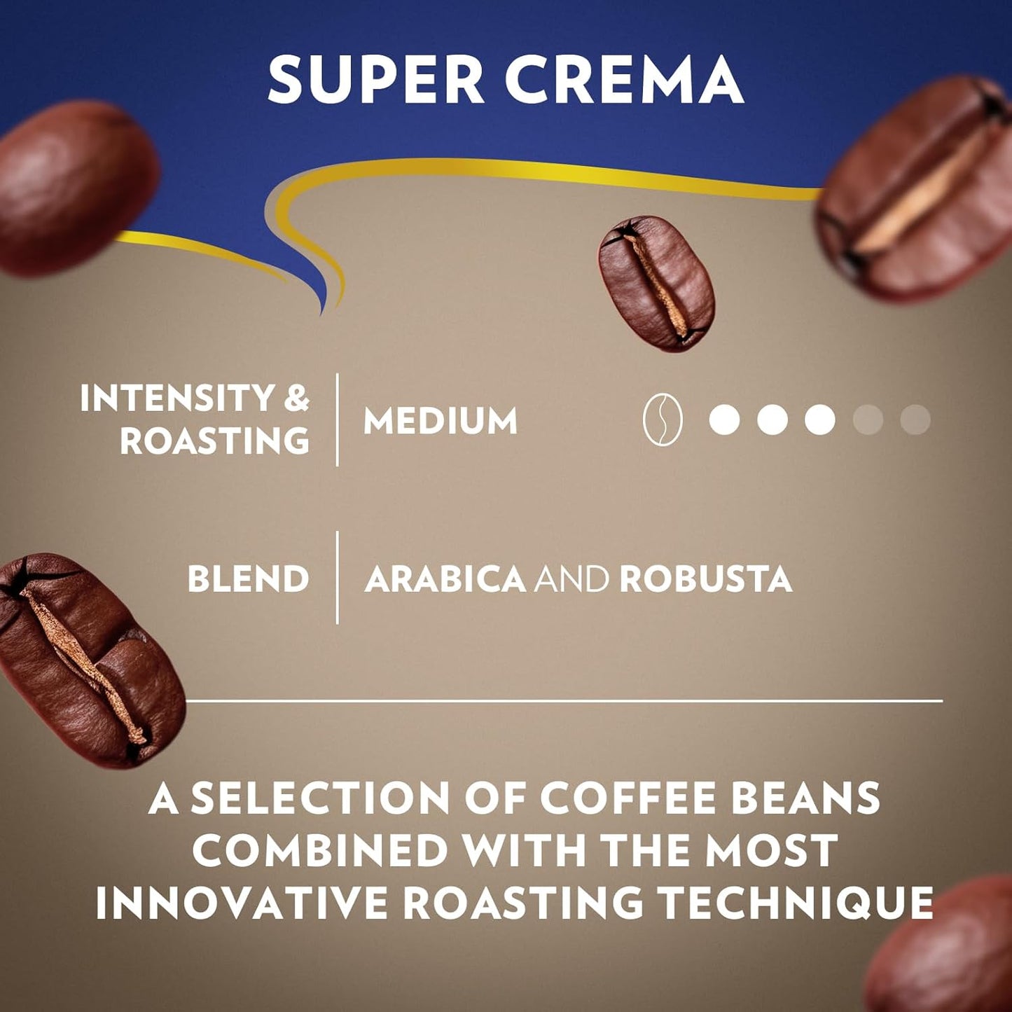 Lavazza Super Crema Whole Bean Coffee, Medium Espresso Roast, Arabica and Robusta Blend, 2.2 Lb Bag, Package May Vary (Pack of 1)