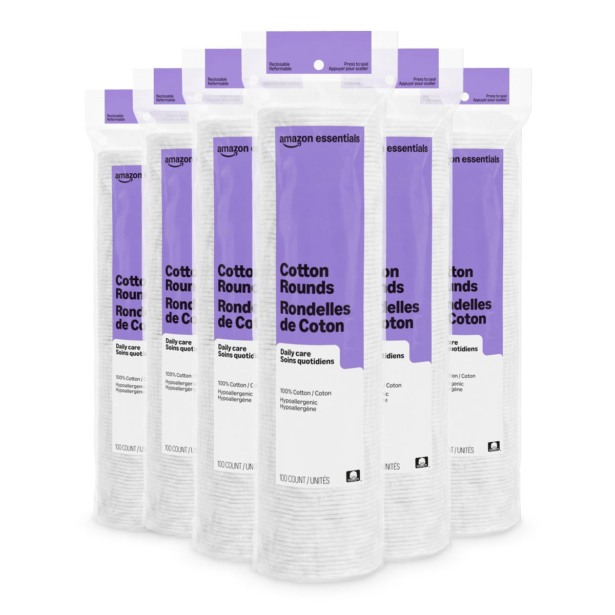 Amazon Essentials 100% Cotton Rounds, 100 Count (Previously Amazon Basics)