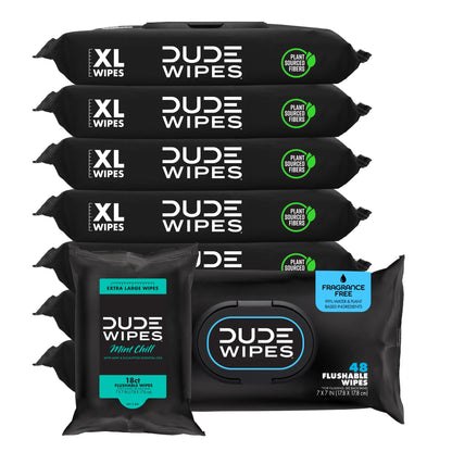 DUDE Wipes Unscented Adult Flushable Wet Wipes, Sensitive Skin, 288 Count