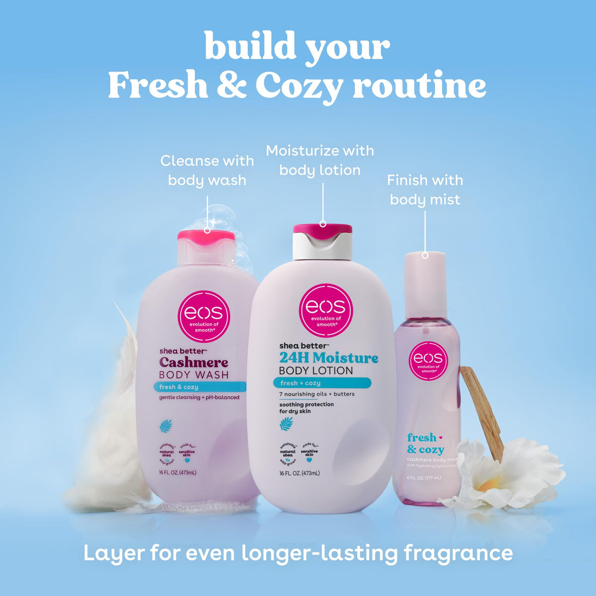 EOS Shea Better Body Lotion- Vanilla Cashmere, 24-Hour Moisture, 16 fl oz.
