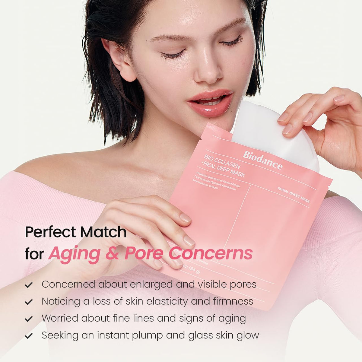 BIODANCE Bio-Collagen Real Deep Mask, Hydrating Overnight Hydrogel Face Mask, Pore Minimizing, Elasticity, Plumping, Travel Essentials & Self Care Gifts for Women, Korean Skin Care | 1.19oz(34g) x 4ea
