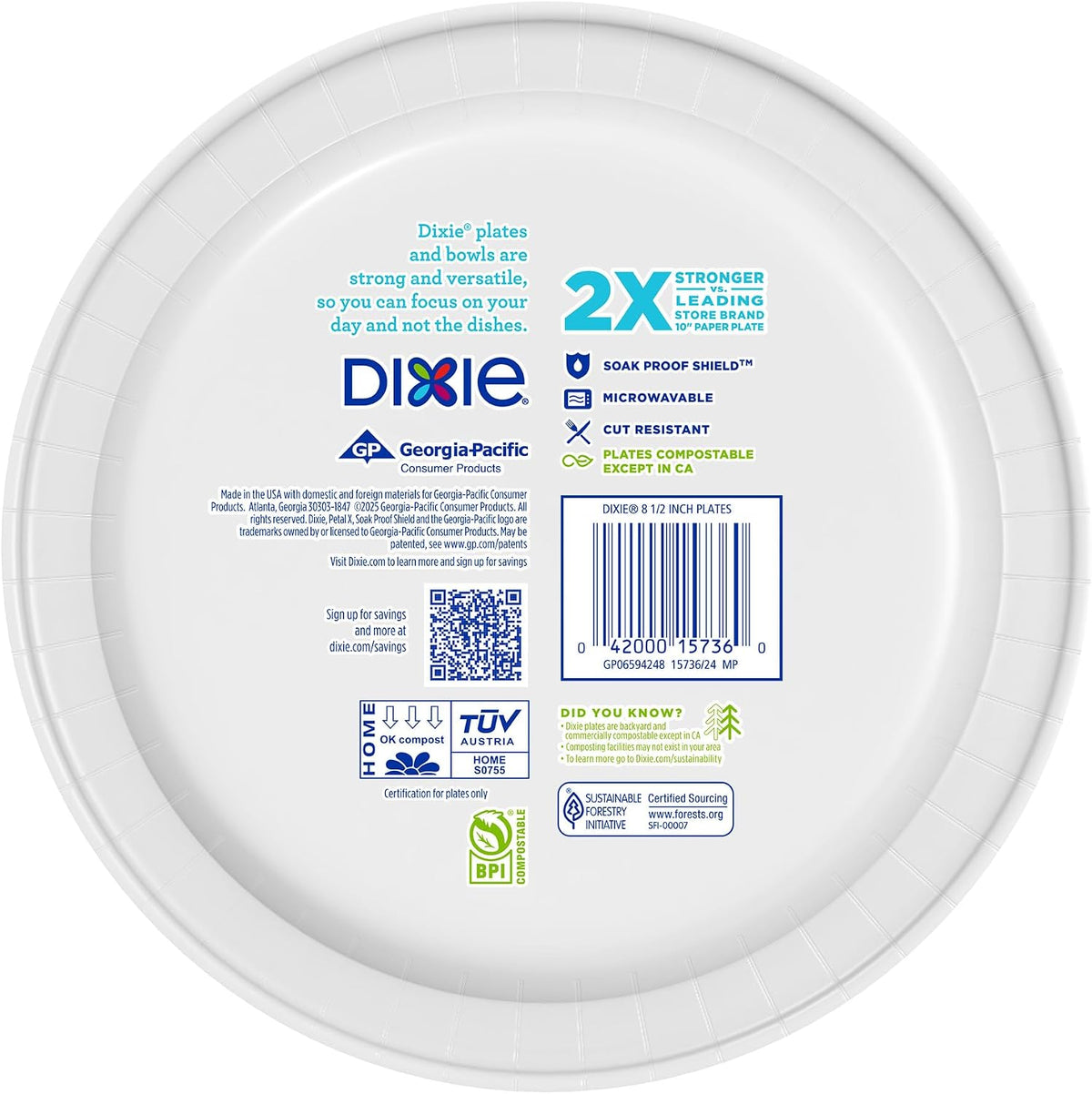 Dixie Large Paper Plates 10 Inch, 150 Ct Disposable Paper Plate Pack