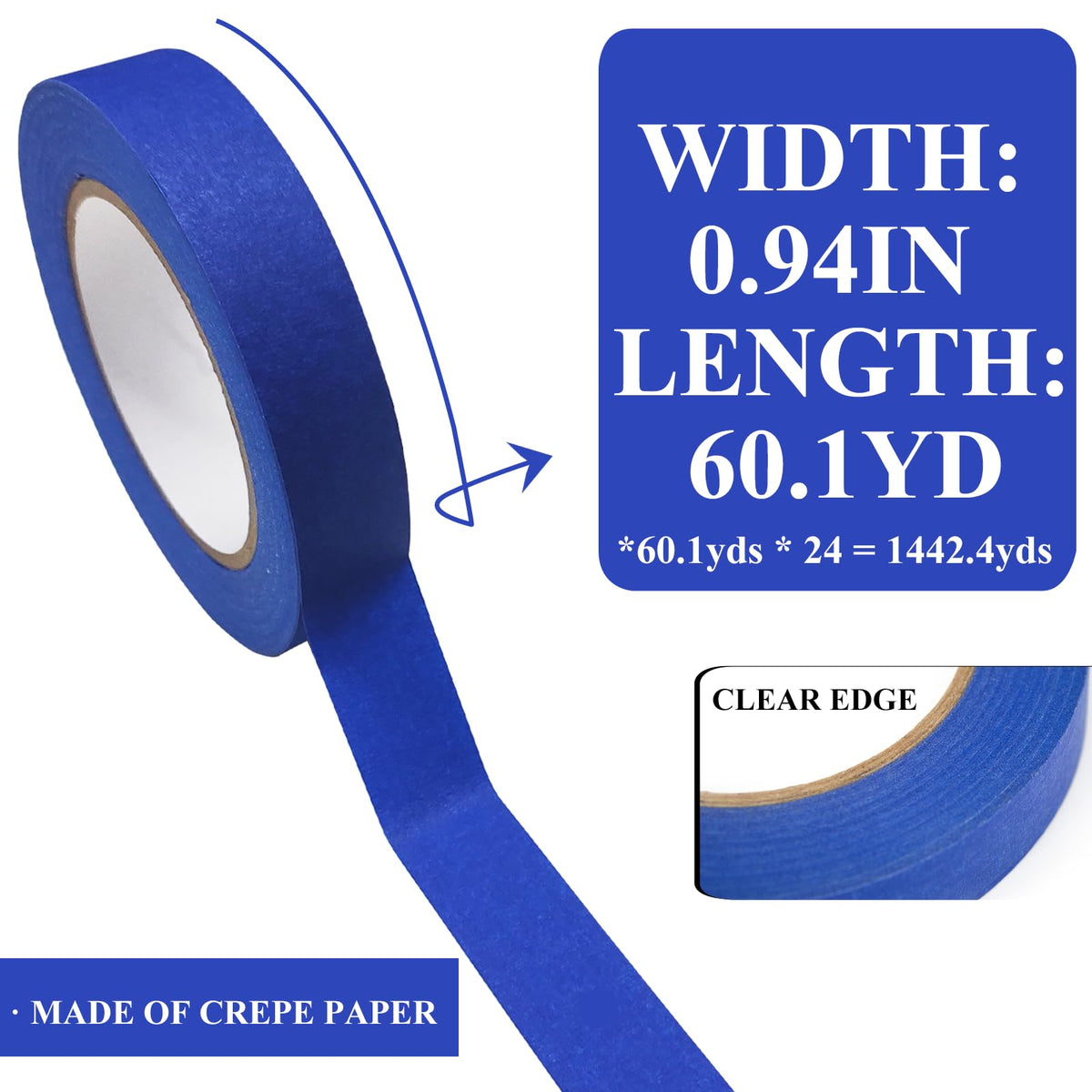 4 Rolls Premium Painters Tape, Blue Tape, Masking Tape, Paint Tape for Multi-Purpose, Painting, Painter's, DIY Crafts Arts (88yd =0.94IN*22yd*4) Decoration Labeling No Residue, Easy Removal
