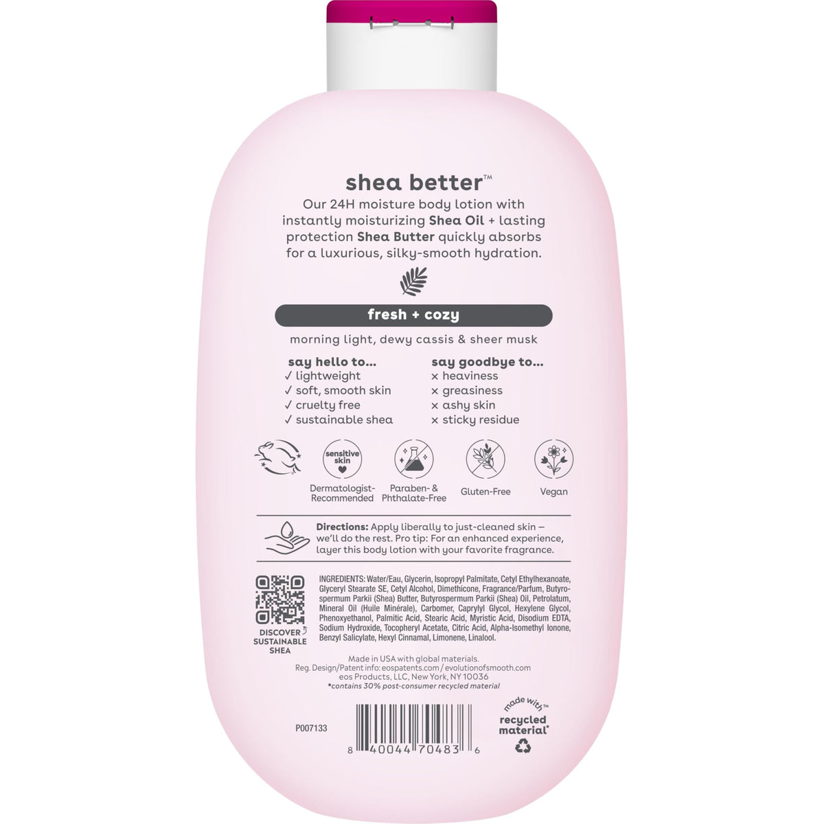 EOS Shea Better Body Lotion- Vanilla Cashmere, 24-Hour Moisture, 16 fl oz.