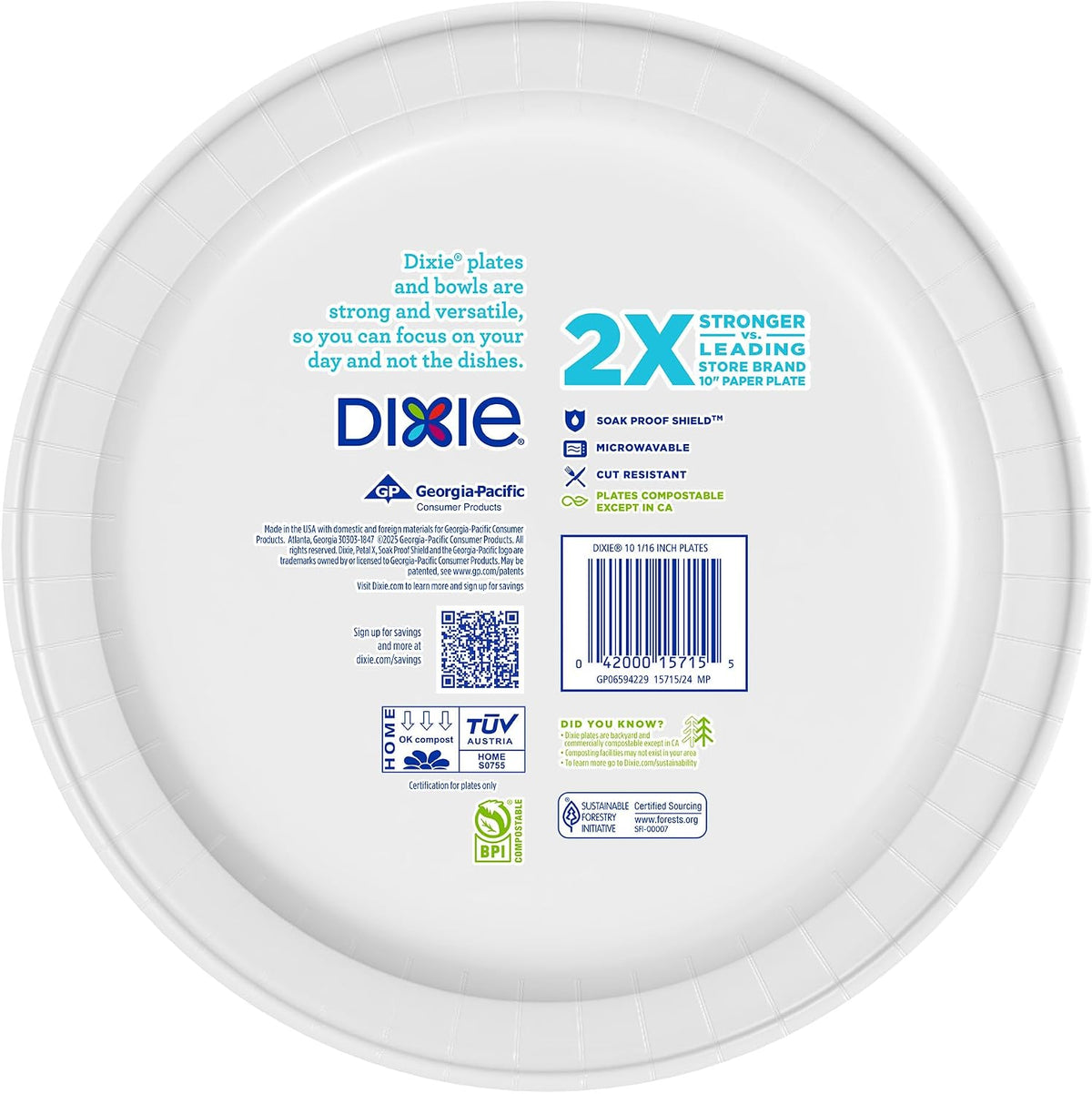 Dixie Large Paper Plates 10 Inch, 150 Ct Disposable Paper Plate Pack