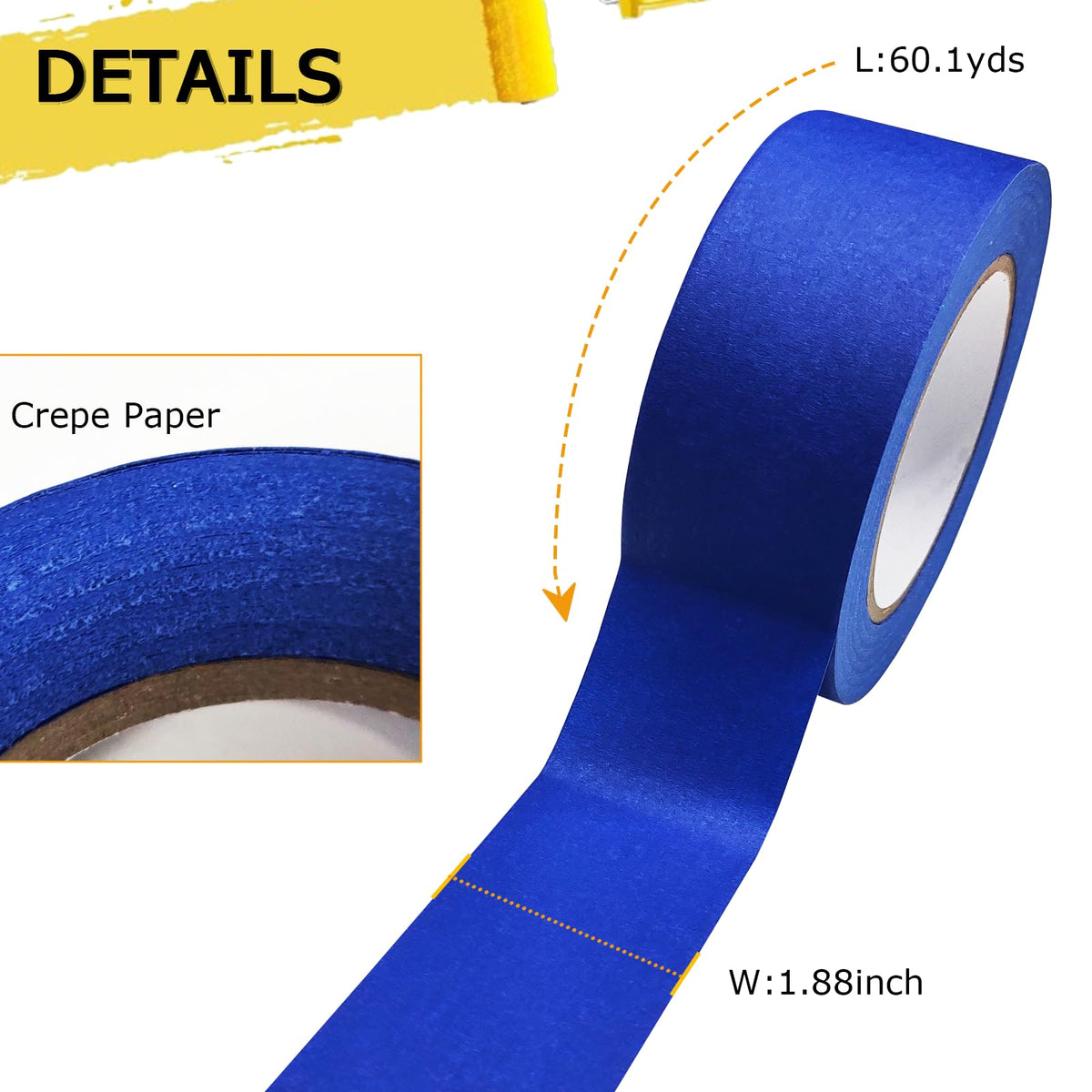 4 Rolls Premium Painters Tape, Blue Tape, Masking Tape, Paint Tape for Multi-Purpose, Painting, Painter's, DIY Crafts Arts (88yd =0.94IN*22yd*4) Decoration Labeling No Residue, Easy Removal