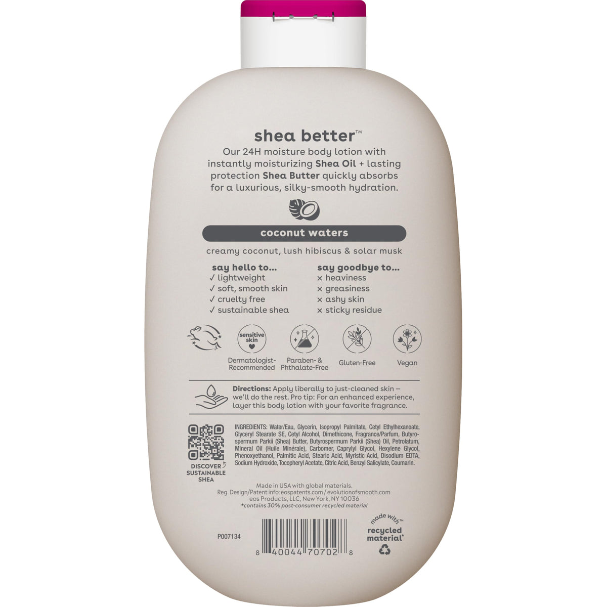 EOS Shea Better Body Lotion- Vanilla Cashmere, 24-Hour Moisture, 16 fl oz.