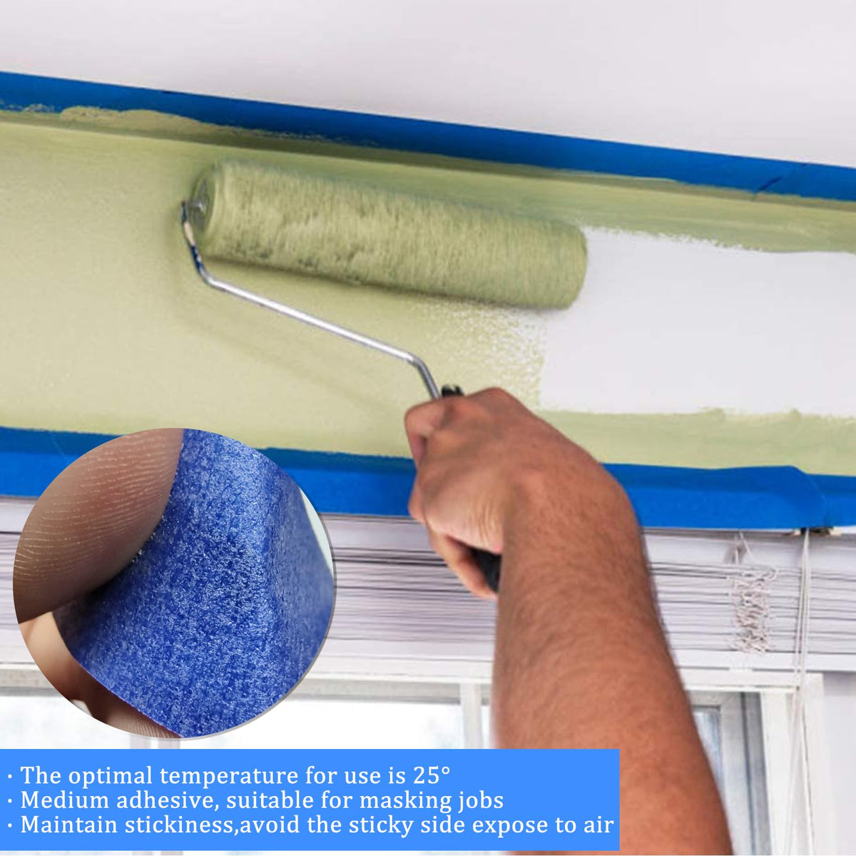 4 Rolls Premium Painters Tape, Blue Tape, Masking Tape, Paint Tape for Multi-Purpose, Painting, Painter's, DIY Crafts Arts (88yd =0.94IN*22yd*4) Decoration Labeling No Residue, Easy Removal