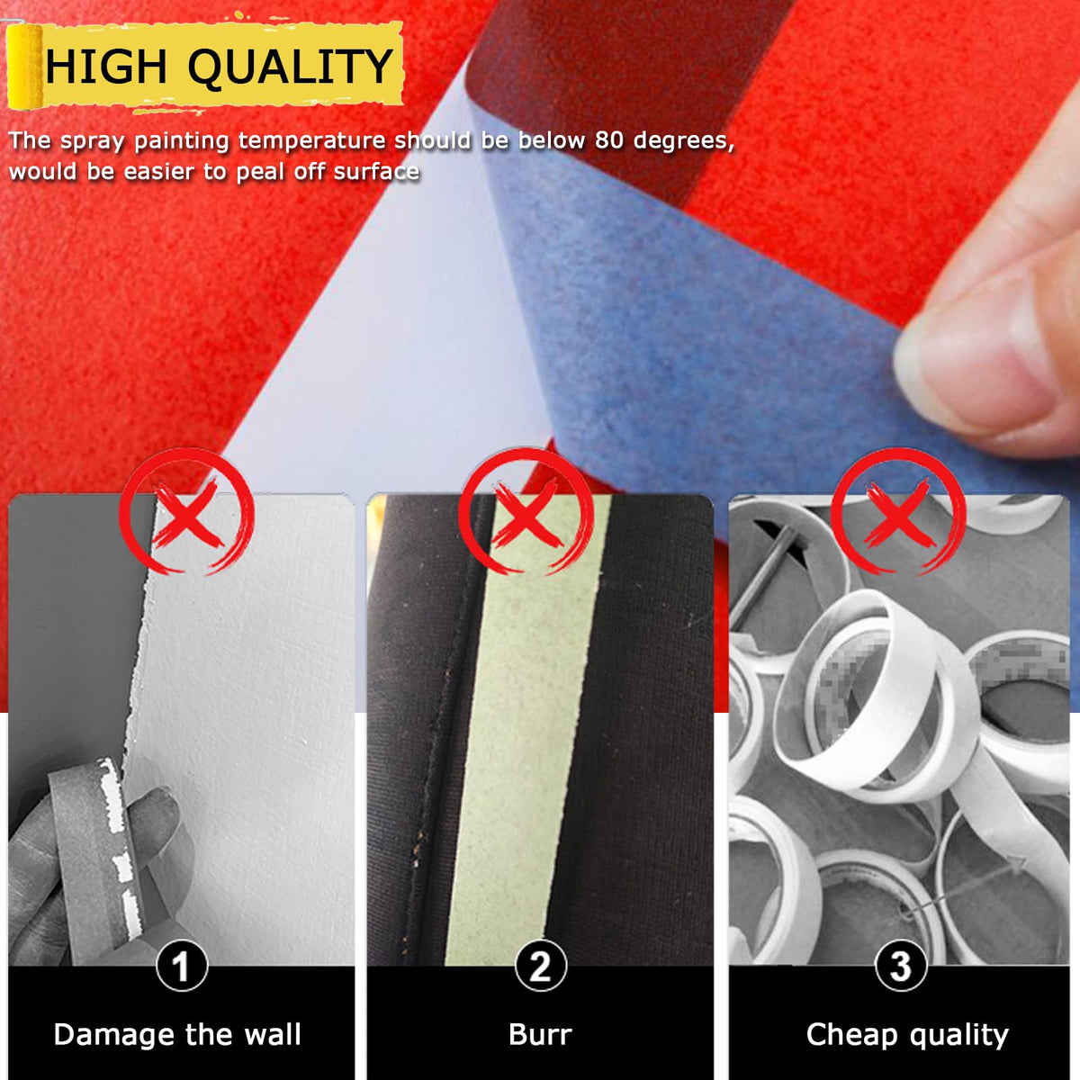 4 Rolls Premium Painters Tape, Blue Tape, Masking Tape, Paint Tape for Multi-Purpose, Painting, Painter's, DIY Crafts Arts (88yd =0.94IN*22yd*4) Decoration Labeling No Residue, Easy Removal