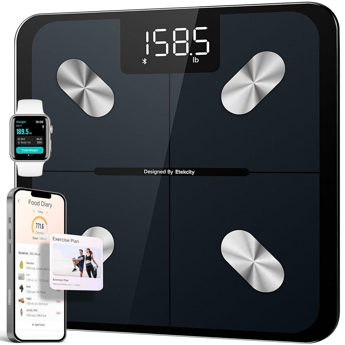 Smart Scale for Body Weight, Body Fat and BMI, FSA Eligible | HSA Eligible, Bathroom Scale with Muscle Mass, Accurate Bluetooth App Sync, LED Display and Tempered Glass
